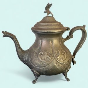Vintage Antique Collectible Metal tea Pot Middle East HandMade  Engraved